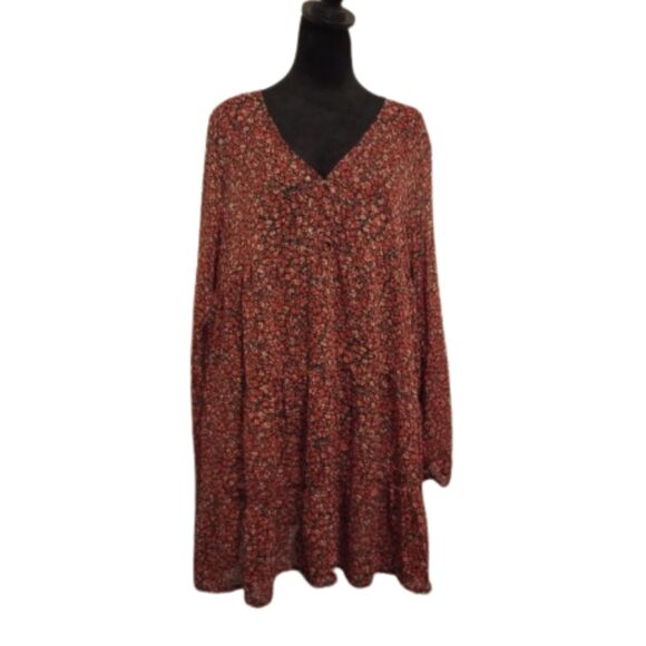 Piaza Italia Women Women's Size Medium Orange Floral Midi Priarie Dress - NWT - Picture 1 of 8